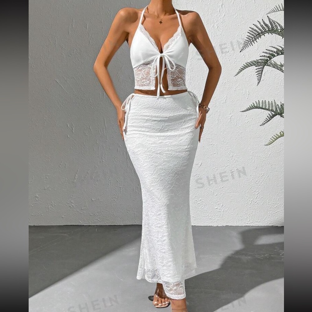 Lace Up Backless Two Piece Set - image 3